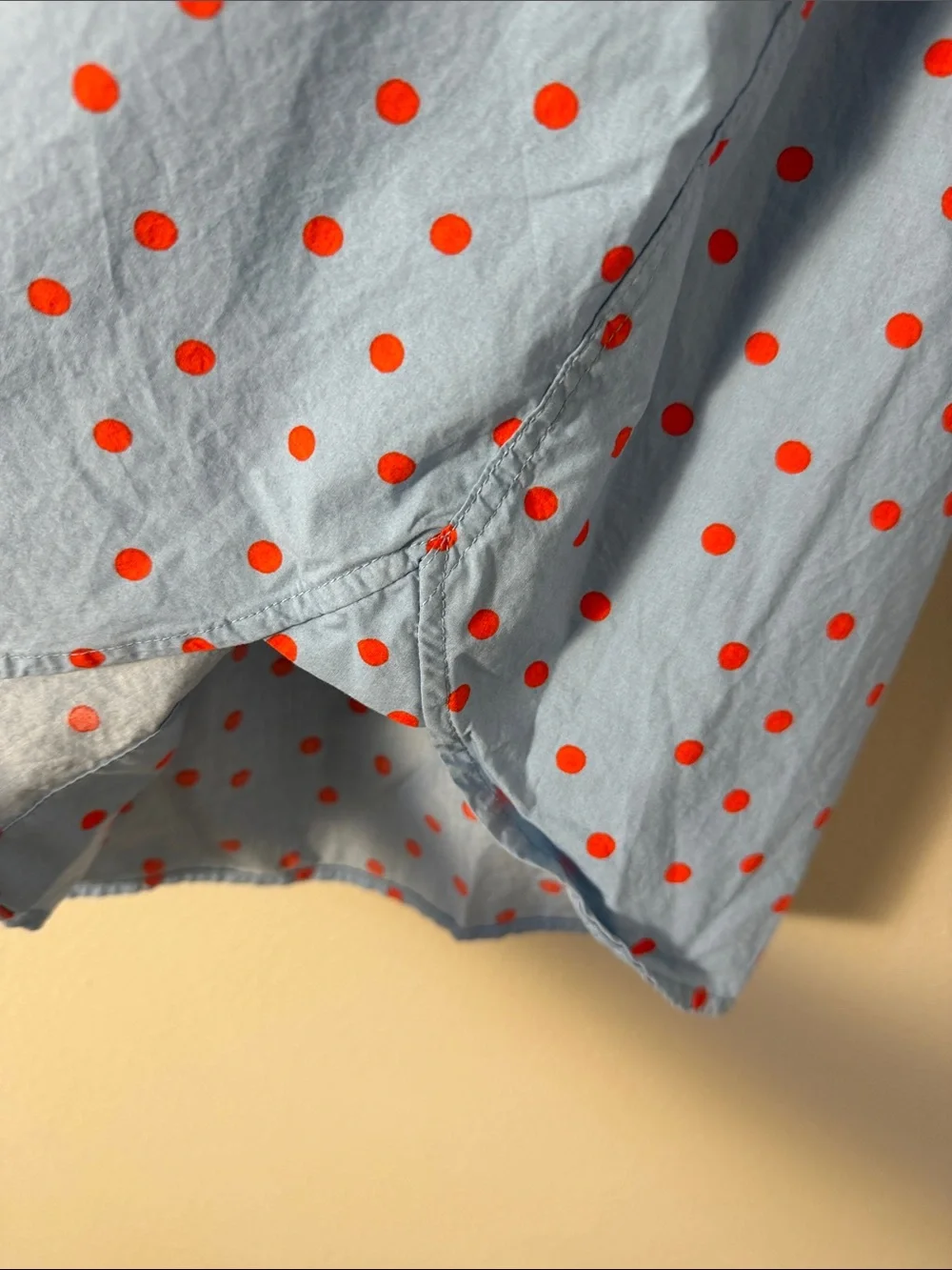 Boden Sienna Polka Dot Button Down Collared Top Shirt Light Blue Red Size 10R - Picture 10 of 12